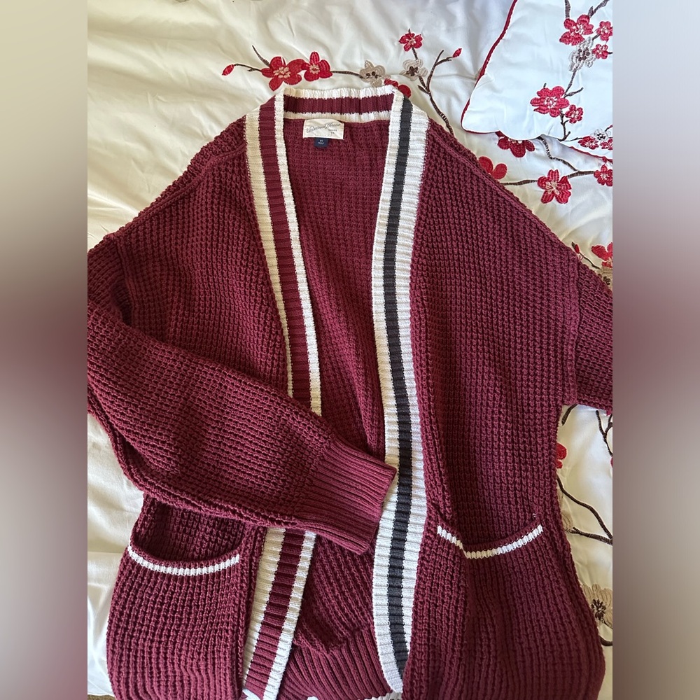 Quality Cardigan Maroon, Multi-colored